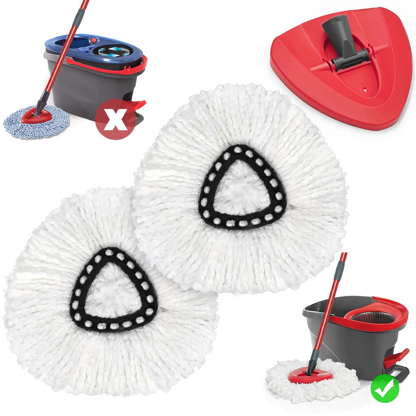 2-Pack Triangle Microfiber Mop Head Refills